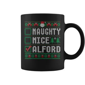 Alford Family Name Xmas Naughty Nice Alford Christmas List Coffee Mug | Mazezy