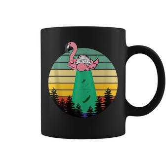 Alien Flamingo Abduction - Fun Flamingo Ufo Flying Saucer Coffee Mug | Mazezy