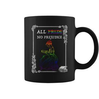 All Pride No Prejudice Queer Bookworm Girl Lgbt Pride Coffee Mug | Mazezy