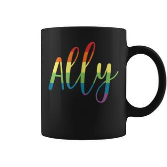 Ally Pride Gay Lgbt Day Month Parade Rainbow Flag Coffee Mug | Mazezy
