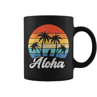 Aloha Hawaii Hawaiian Island Palm Beach Surfboard Surf Coffee Mug | Mazezy