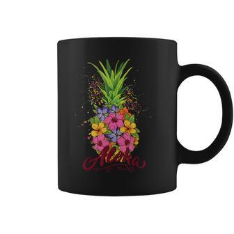 Aloha Hawaiian Women N Girl Hibiscus Pineapple Coffee Mug | Mazezy