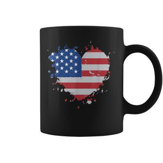 America Love Flag Usa Heart 4Th July American Proud Girl Coffee Mug | Mazezy