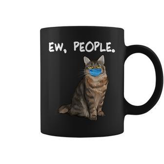 American Bobtail Ew People Cat Wearing Face Mask Coffee Mug | Mazezy