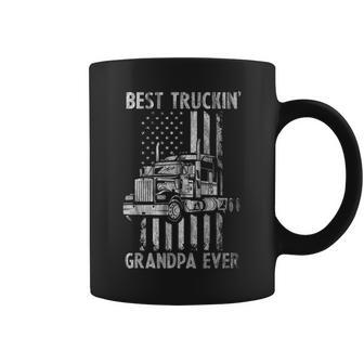 American Flag Best Truckin Grandpa Us Semi Truck Driver Gift Gift For Mens Coffee Mug | Mazezy