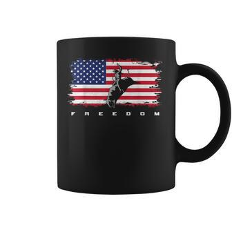 American Flag Bull Riding Apparel - Rodeo Rodeo Funny Gifts Coffee Mug | Mazezy
