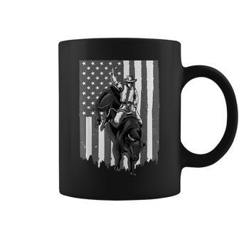 American Flag Bull Riding Cowboy 4Th Of July Patriotic Rodeo Patriotic Funny Gifts Coffee Mug | Mazezy
