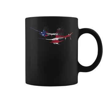 American Flag Marlin Skeletons Saltwater Game Fish Gifts For Fish Lovers Funny Gifts Coffee Mug | Mazezy