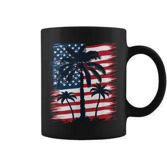 American Flag Palm Trees - Patriotic 4Th Of July Coffee Mug | Mazezy