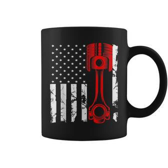 American Flag Piston Muscle Car Car Enthusiast Gift Coffee Mug | Mazezy