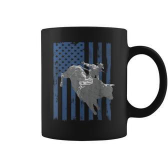 American Flag Retro Bull Riding Gift Bull Rider Coffee Mug | Mazezy