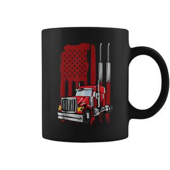 American Flag Semi Truck Driver Truck Lovers Trucker Coffee Mug | Mazezy