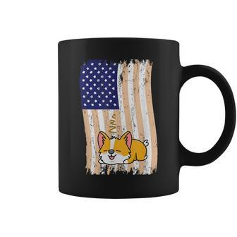 American Flag Sleeping Corgi Coffee Mug | Mazezy