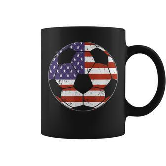 American Flag Soccer Ball Men Women Kids Coffee Mug - Seseable