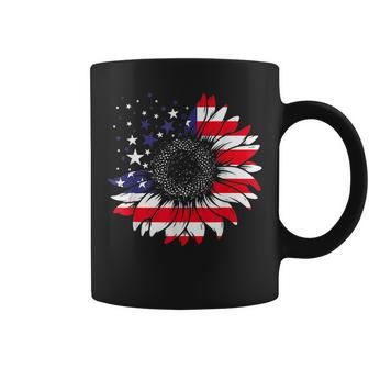 American Flag Sunflower Red White Blue Tie Dye 4Th Of July Coffee Mug | Mazezy