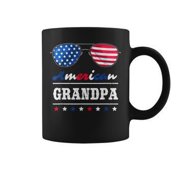American Grandpa 4Th Of July Patriotism Usa Flag Sunglasses Coffee Mug | Mazezy