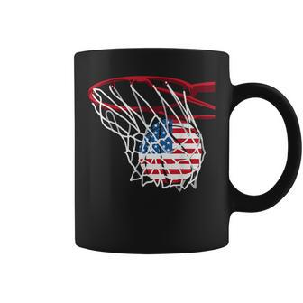 American Patriotic Basketball 4Th Of July Us Flag Men Boys Coffee Mug - Seseable