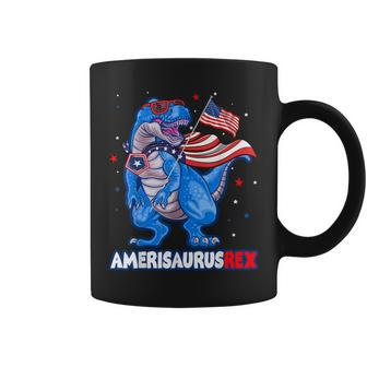 Amerisaurus T-Rex Usa Flag Kids Funny 4Th Of July Dinosaur Coffee Mug | Mazezy