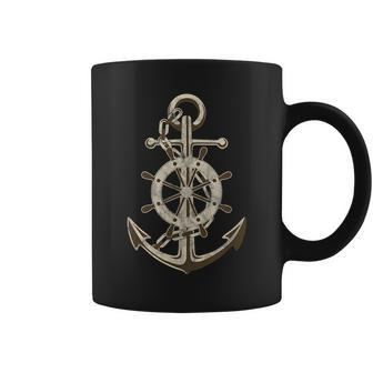 Anchor Sring Wheel Sea Coast Sea Sailing Captain Boat Gift Coffee Mug | Mazezy