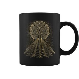 Ancient Sacred Mayan Aztec Calendar Pyramid Geometry Coffee Mug - Seseable