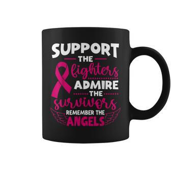Angel Wing Pink Support The Fighters Breast Cancer Awareness Coffee Mug - Seseable