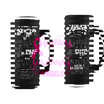 Angel Wing Pink Support The Fighters Breast Cancer Awareness Coffee Mug - Seseable