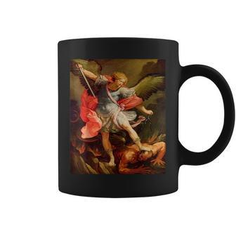 Angels Archangel Michael Defeating Satan Christian Warrior Coffee Mug | Mazezy
