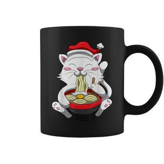 Anime Cat With Santa Hat Cute Kitten Ramen Christmas Season Coffee Mug | Mazezy