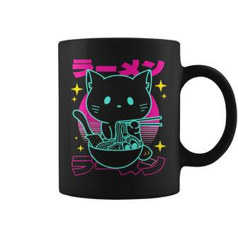 Anime Ramen Cat Retro Japanese Noodles Aesthetic Kawaii Cat Coffee Mug | Mazezy