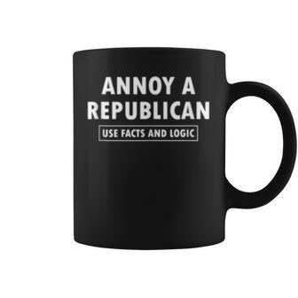 Annoy A Republican Use Facts Logic- Funny Impeachment Trial Coffee Mug | Mazezy