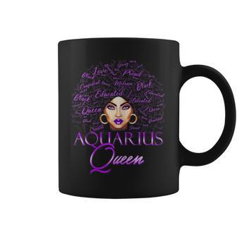Aquarius Girl Purple Afro Queen Black Zodiac Birthday Coffee Mug | Mazezy AU