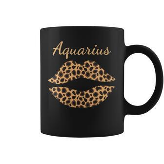 Aquarius Leopard Lips Queen Zodiac Birthday Coffee Mug | Mazezy