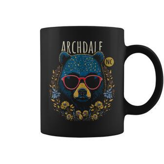 Archdale Nc Fun Bear Wearing Glasses Flowers Coffee Mug | Mazezy
