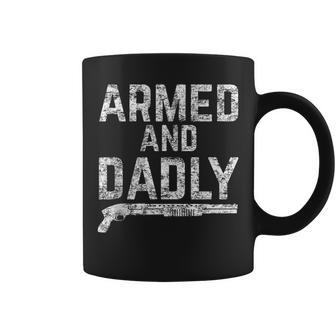 Armed And Dadly Funny Armed Dad Pun Deadly Father Joke Coffee Mug | Mazezy
