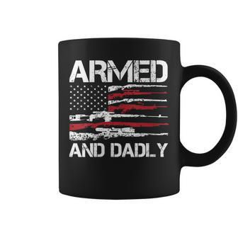 Armed And Dadly Funny Deadly Father For Fathers Day Usa Flag Coffee Mug | Mazezy UK