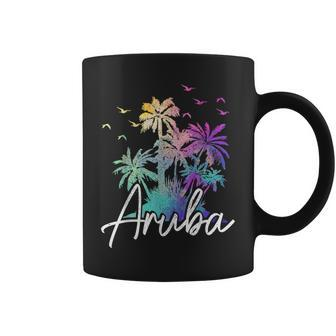 Aruba Beach Vintage Palm Trees Vacation Aruba Funny Gifts Coffee Mug | Mazezy