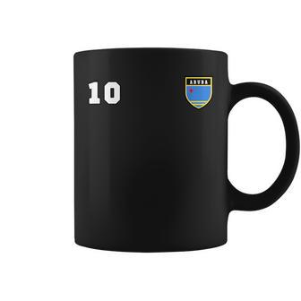 Aruba Number 10 Soccer Flag Football Oranjestad Coffee Mug | Mazezy