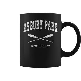 Asbury Park New Jersey Vintage Nautical Crossed Oars Coffee Mug | Mazezy