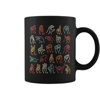 Asl Abc American Sign Language Alphabet Retro Deaf Awareness Coffee Mug - Seseable