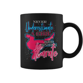 Athlete Gift Never Underestimate A Girl Who Knows Karate Karate Funny Gifts Coffee Mug | Mazezy