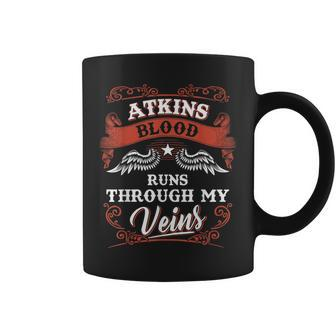 Atkins Blood Runs Through My Veins Family Christmas Coffee Mug - Seseable