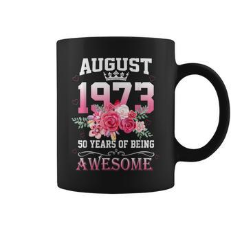 August 1973 50 Years Of Being Awesome Floral Coffee Mug - Thegiftio UK