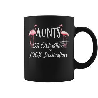 Aunt 100 Dedication 0 Obligation Funny Flamingo Auntie Flamingo Funny Gifts Coffee Mug | Mazezy