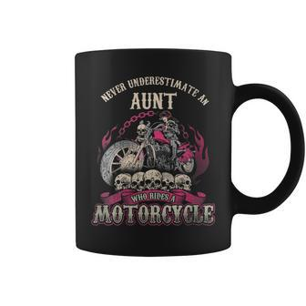 Aunt Biker Chick Gift Never Underestimate Motorcycle Gift For Womens Coffee Mug - Seseable