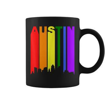 Austin Texas Lgbtq Gay Pride Rainbow Skyline Coffee Mug | Mazezy