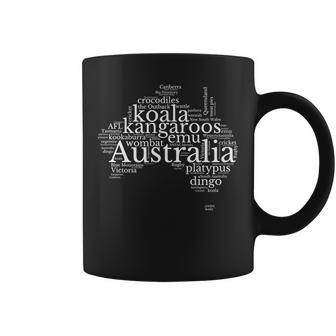 Australia Word Map - Kangaroos Koala Wombat Emu Dingo Coffee Mug | Mazezy