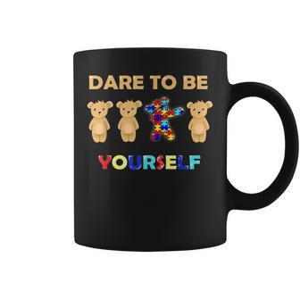Autism Awareness Bear Dabbing Dare To Be Yourself Coffee Mug | Mazezy