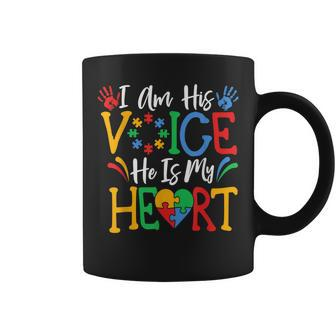 Autism I Am His Voice He Is My Heart Autism Awareness Month Coffee Mug | Mazezy