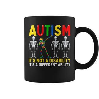 Autism Its A Different Ability Funny Dabbing Skeleton Coffee Mug | Mazezy
