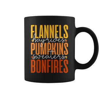 Autumn Fall Flannels Hayrides Pumpkins Sweaters Bonfires Coffee Mug - Thegiftio UK
